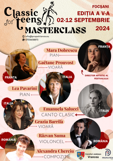 Foto La Focșani se deschid înscrierile pentru 7 masterclass uri