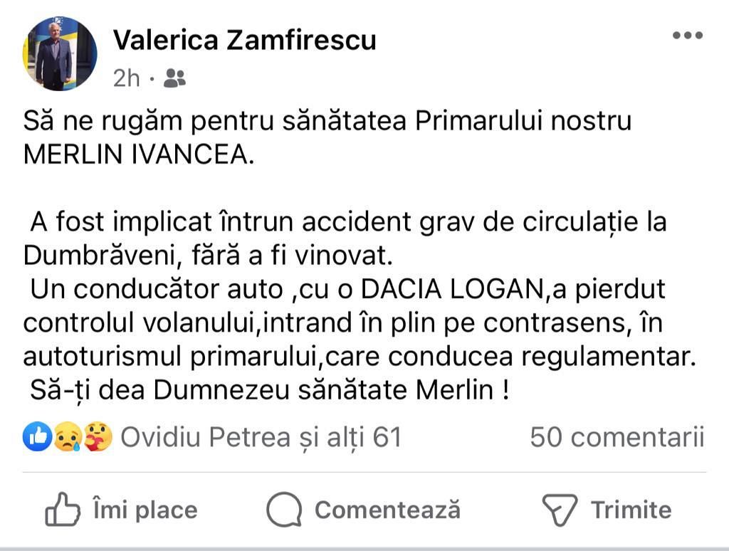 Update Primarul de la Slobozia Bradului Merlin Ivancea implicat în