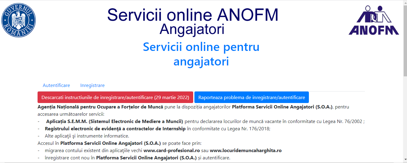 ANOFM a pus la dispozitia angajatorilor o aplicație online pentru