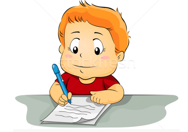 Stock photo / Stock vector illustration: Illustration Featuring a Kid Writing on a Piece of Paper
