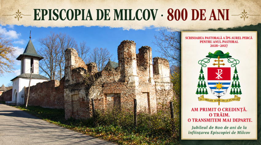 Mănăstirea Mera, evocată în cercetările despre Episcopia de Milcov, alături de imaginea scrisorii pastorale dedicate jubileului de 800 de ani.