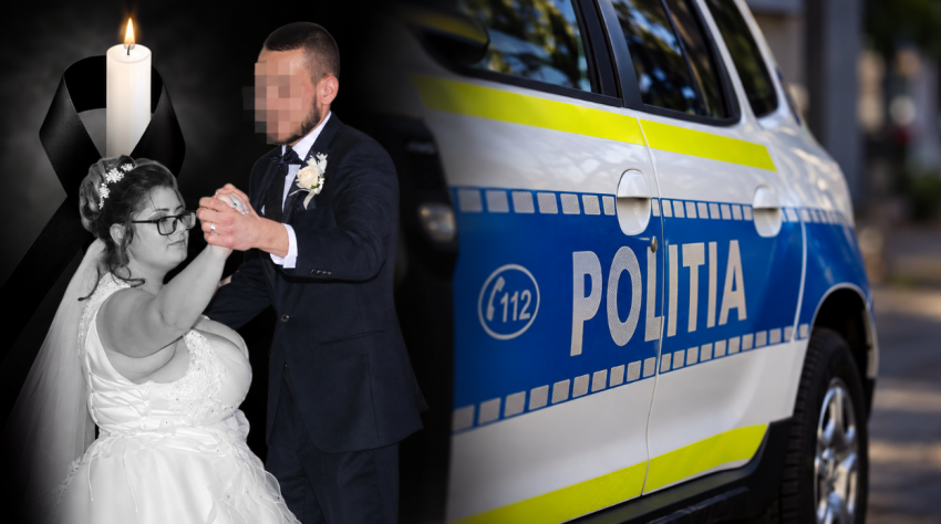 Femeia de 27 de ani din Gugești, într-o fotografie de la nuntă. Soțul ei este cercetat în dosarul privind moartea tinerei. Colaj: Ziarul de Vrancea