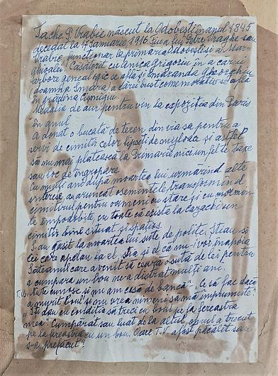 Document despre Tache P. Vrabie, primarul Odobeștilor din ajunul Marelui Război.Foto:colecția de fotografii a Muzeului Vrancei