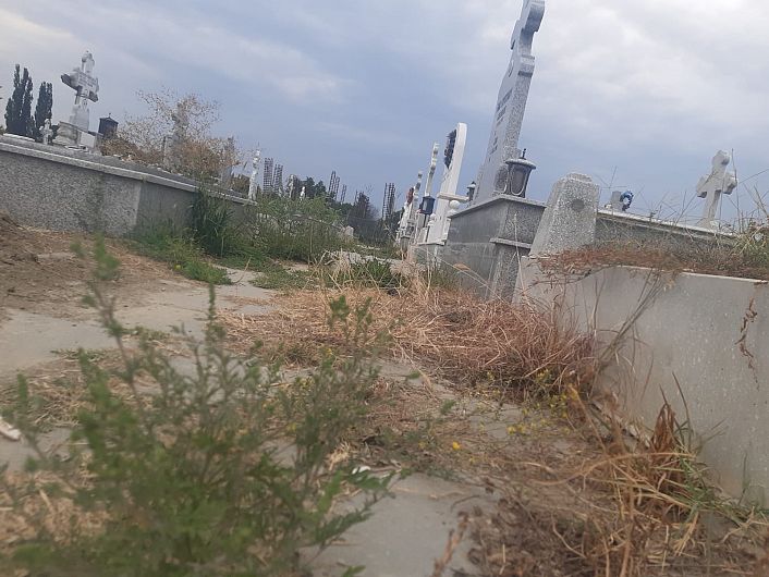 Foto Deși aleile printre morminte ar trebui să fie aranjate, în Cimitirul Sudic, morții nu se pot odihni de... bălării și mizerie