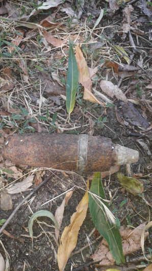 FOTO: Proiectil perforant calibru 47 mm, descoperit la Pufești.