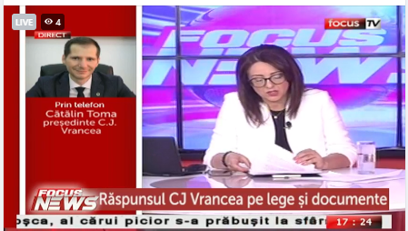 Cătălin Toma a anunțat la ediția de miercuri, 10 august 2022 a emisiunii „Focus News cu Cătălina Jingoiu” de la televiziunea Focus TV, că vina prăbușirii, pe 30 aprilie 2022, a podului de la Vadu Roșca de peste râul Putna, de pe DJ 204D, apariține constructorului acestuia (a podului) de pe vremea lui Ceaușescu. Președintele Consiliului Județean Vrancea, Cătălin Toma: „La momentul acesta pot să vă spun că din expertiză reiese faptul că cei care au făcut podul, în anul 1979, s-a discutat inclusiv din ce am înțeles de la expert, cu cel care a făcut priectarea la vremea respectivă, este tot un coleg din breasla lor. Și una s-a proiectat și alta s-a excutat!” a explicat Cătălin Toma, miercuri seară 10 august 2022, la Focus TV 