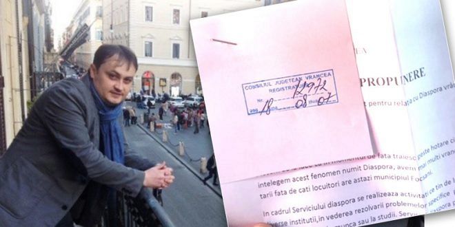 Consilierul județean Ovidiu Burdușa care locuiește la Roma și vine în țară la ședințele CJ Vrancea, inițiatorul proiectului respins de majoritatea PSD-ALDE