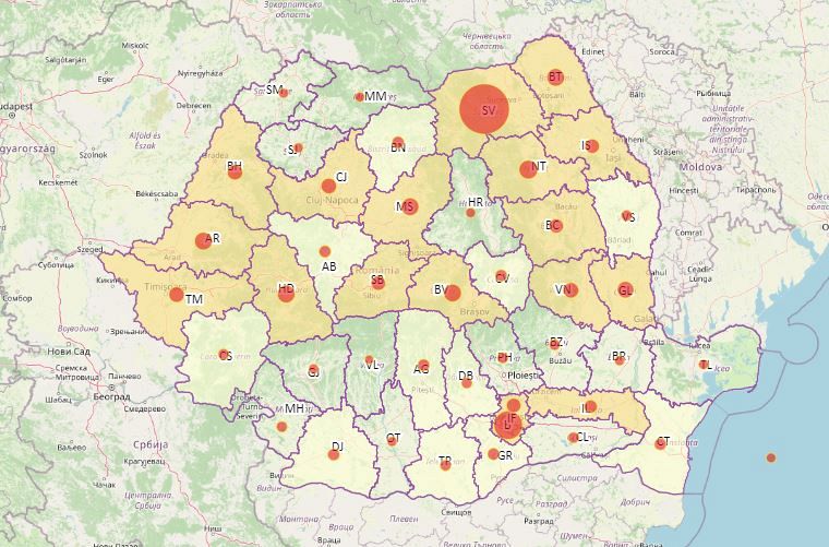 Harta cazurilor de coronavirus. Sursă foto: covid19.geo-spatial.org/