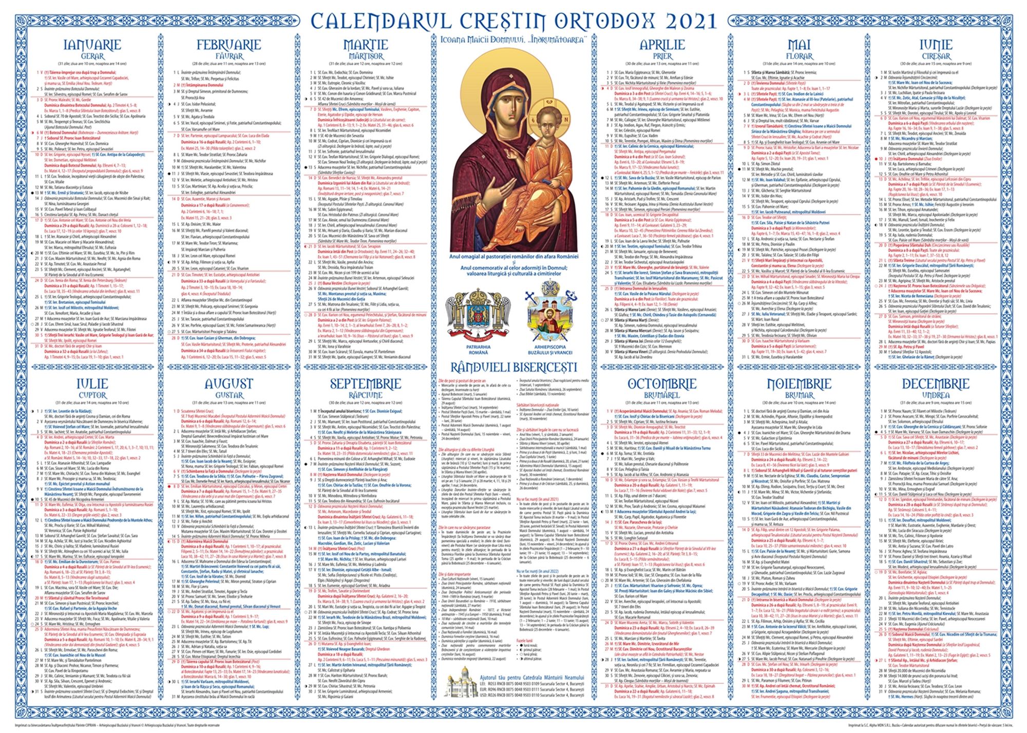 A apărut calendarul creștin ortodox pentru anul 2021 în ...