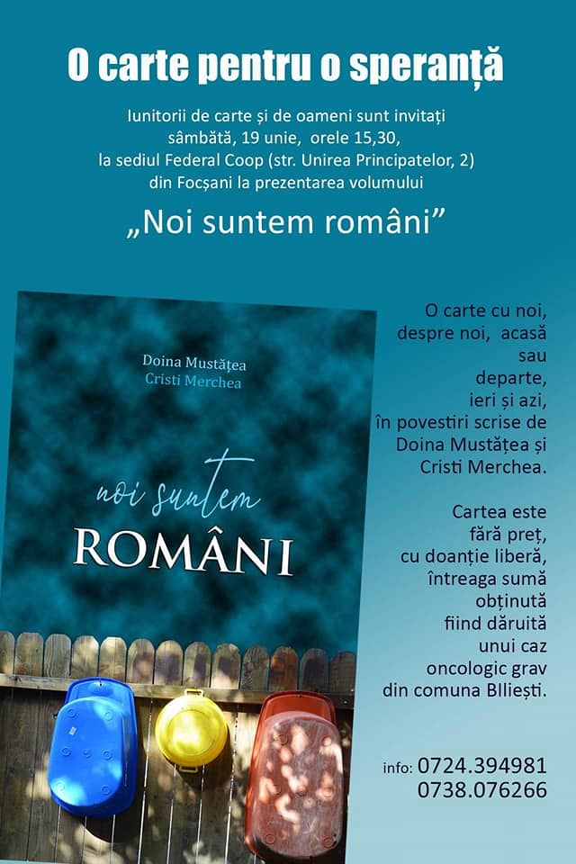 lonely text Victor Doi vechi colaboratori ZdV își prezintă sâmbătă cartea la Focșani: „Noi  suntem ROMÂNI”- Doina Mustățea și Cristi Merchea