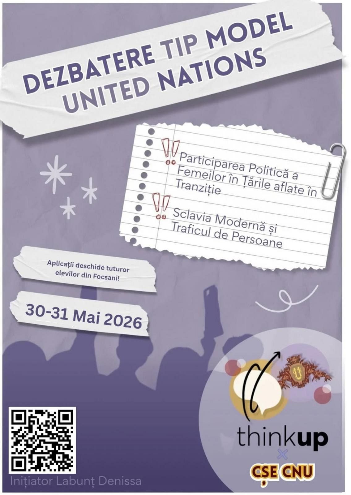 Premieră educațională în Vrancea: elevii din Focșani sunt invitați la prima dezbatere de tip ONU organizată în județ